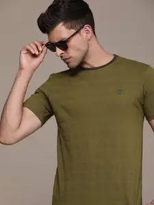 French Connection Men Self Design Pure Cotton T-shirt