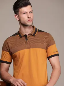 French Connection Striped Polo Collar Pure Cotton T-shirt