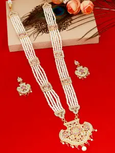 MANSIYAORANGE Gold-Plated Kundan & AD-Studded Necklace & Earrings