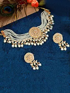 MANSIYAORANGE Gold-Plated Kundan-Studded Necklace & Earrings