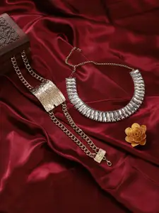 SOHI Set Of 2 Gold-Plated Necklace