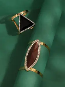 SOHI Set Of 2 Gold-Plated Cuff Bracelets