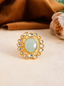 Silvermerc Designs Gold-Plated Kundan-Studded Adjustable Ring