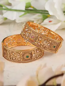 ANIKAS CREATION Set Of 2 Gold-Plated & Stones-Studded Bangles