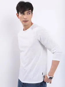 HIGHLANDER White Tropical Printed Round Neck T-Shirt