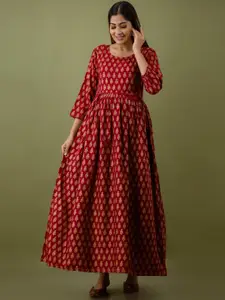 Mialo fashion Ethnic Motifs Printed Fit and Flare Maternity Ethic Dress