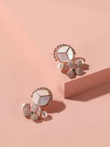 XPNSV Rose Gold-Plated Contemporary Drop Earrings