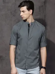 Roadster Men Grey Regular Fit Solid Sustainable Casual Shirt