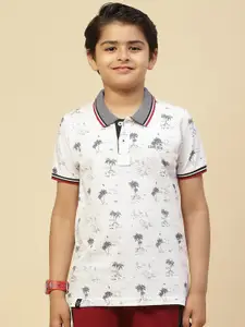 Monte Carlo Boys Tropical Printed Polo Collar Pure Cotton T-shirt