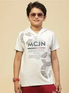 Monte Carlo Boys Typography Printed Hooded Pure Cotton T-shirt