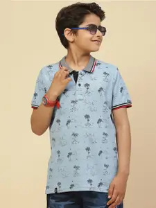 Monte Carlo Boys Tropical Printed Polo Collar Pure Cotton T-shirt