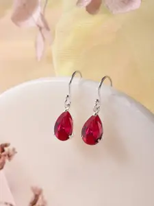 Zavya Teardrop Shaped CZ Studded Sterling Silver Drop Earrings