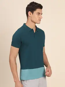 Dennis Lingo Placement Colourblocked Polo Collar Regular Fit T-shirt