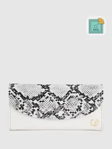 Caprese Women Snake Skin Textured Three Fold Wallet With RFID Protection