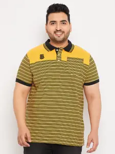 bigbanana Plus Size Striped Polo Collar Bio Finish Pure Cotton T-Shirt