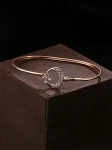 Yellow Chimes Women Rose Gold-Plated Crystals Bangle-Style Bracelet