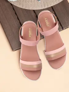 Colo Women Striped Backstrap Open Toe Flats