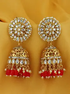 Sukkhi Gold Plated Dome Shaped Kundan Jhumkas