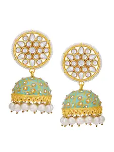 Sukkhi Gold Plated Dome Shaped Kundan Meenakari Jhumkas