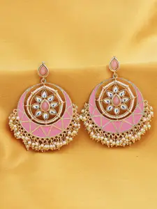 Sukkhi Gold Plated Contemporary Kundan Meenakari Chandbalis