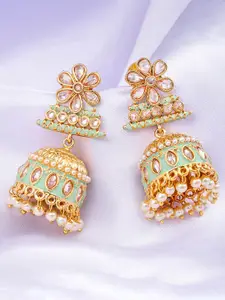 Sukkhi Gold-Plated Dome Shaped Jhumkas Earrings
