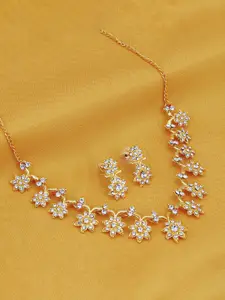 Sukkhi Gold-Plated AD-Studded Necklace and Earrings