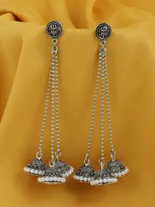 Sukkhi Silver-Plated Contemporary Jhumkas Earrings
