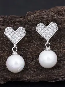 Sukkhi Rhodium-Toned Contemporary Drop Earrings