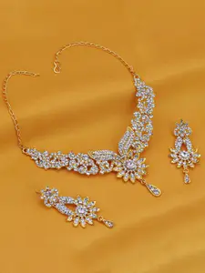 Sukkhi Gold-Plated AD-Studded Necklace & Earrings