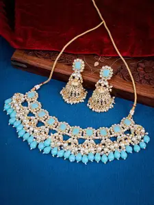 Sukkhi Gold-Plated Kundan-Studded Necklace & Earrings