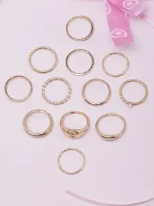 DIVA WALK Set Of 12 Gold-Plated Finger Rings