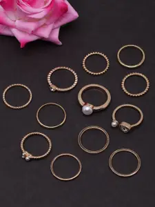 DIVA WALK Set of 12 Rose Gold-Plated Rings