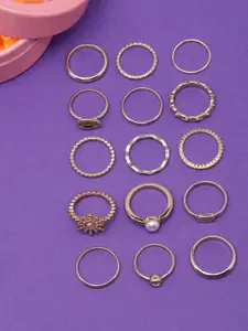 DIVA WALK Set of 15 Gold-Plated Rings