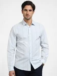 SELECTED Slim Fit Striped Spread Collar Cotton Casual Shirt