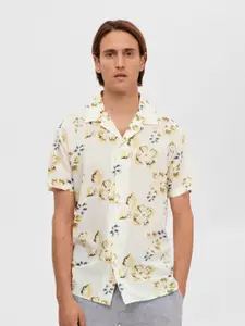 SELECTED Floral Printed Cuban Collar Modal Casual Shirt