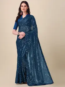 Amrutam Fab Sequinned Pure Georgette Saree