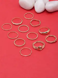 DIVA WALK Set Of 12 Gold-Plated Finger Rings