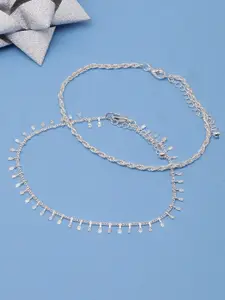 DressBerry Set Of 2 Silver-Plated Anklets