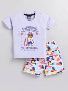 Nottie Planet Boys Printed Pure Cotton T-shirt With Shorts