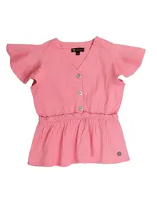 toothless Girls Flutter Sleeves Cinched Waist Top