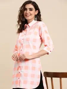 Sangria Women Checked Cotton Pathani Kurta