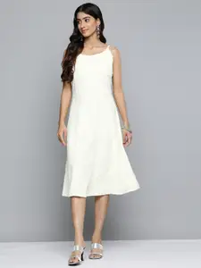 Jompers Floral Embroidered A-Line Midi Dress