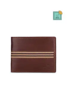 THE CLOWNFISH Men Textured Leather Two Fold Wallet
