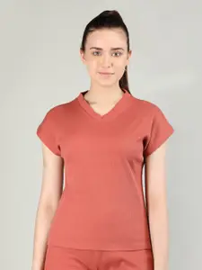 CHKOKKO V-Neck Extended Sleeves Cotton T-shirt