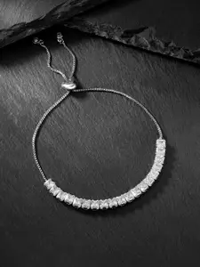 Peora Women Cubic Zirconia Silver-Plated Charm Bracelet