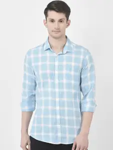 Crimsoune Club Men Blue Slim Fit Opaque Checked Casual Shirt