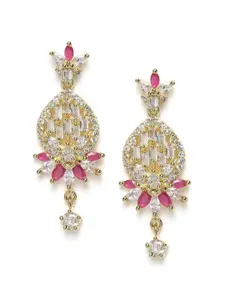 AccessHer Gold-Plated Contemporary AD Studded Drop Earrings