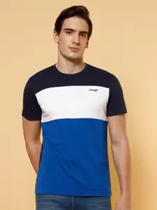Wrangler Colourblocked Round Neck Cotton T-shirt