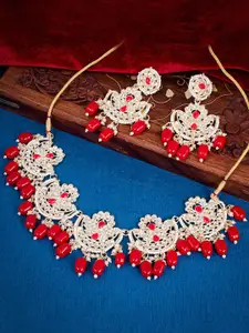 Sukkhi Gold-Plated Kundan-Studded Brass Necklace & Earrings