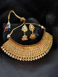 Sukkhi Gold-Plated Kundan & Stone-Studded Necklace & Earrings